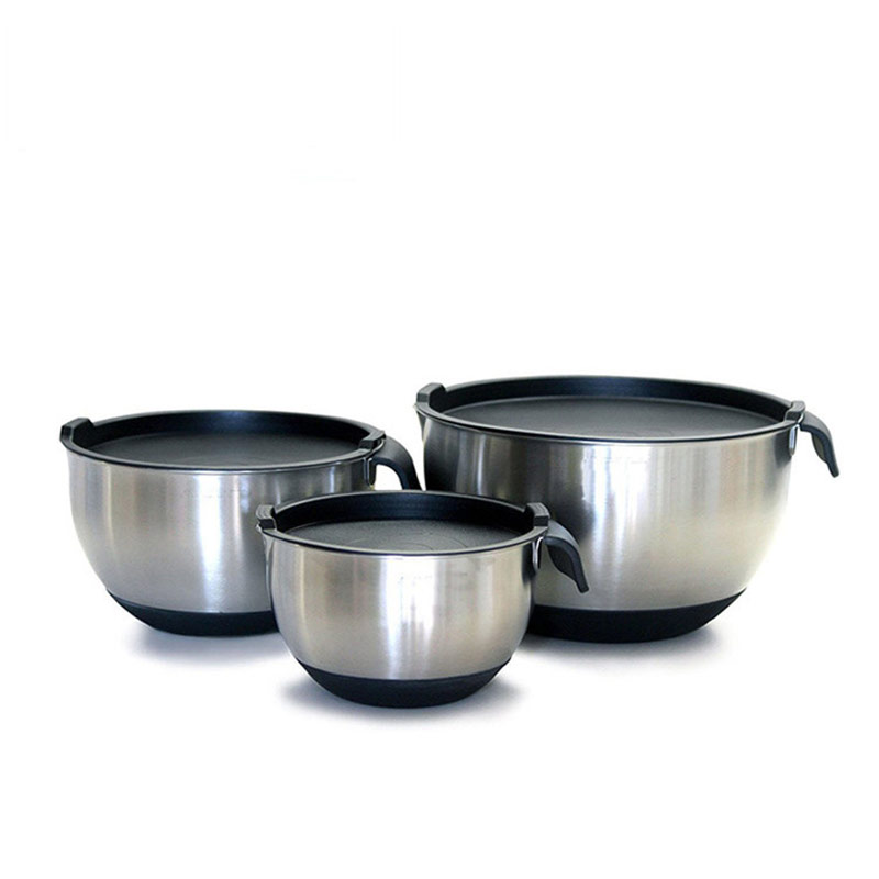 stainless steel mixing bowls set with lids and handle