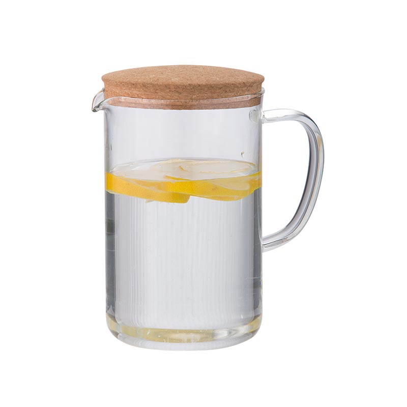 51oz glass pitcher with cork wood lid